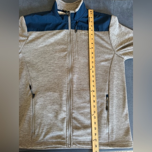 Orvis Mens Bonded Blue Gray Mesh Fleece Full Zip Jacket LG Outdoor Pockets Warm - Picture 10 of 10